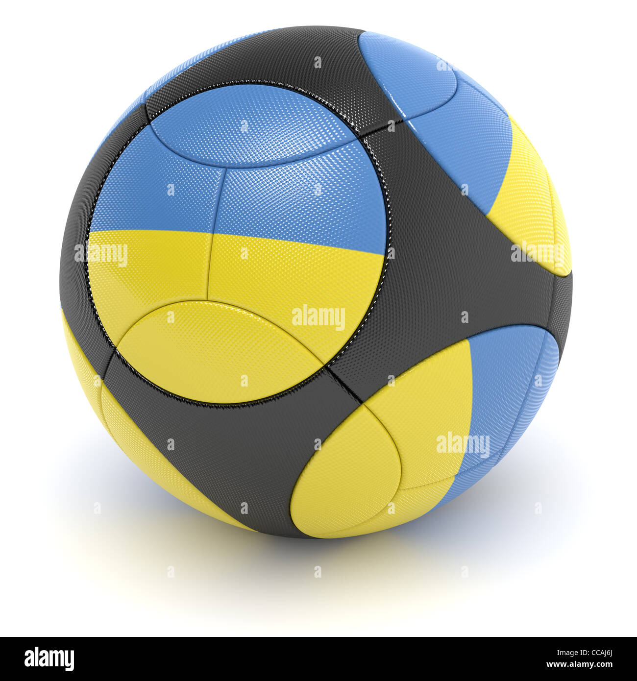 Soccer match ball of the 2012 European Championship with the flag of the Ukraine- clipping path included Stock Photo