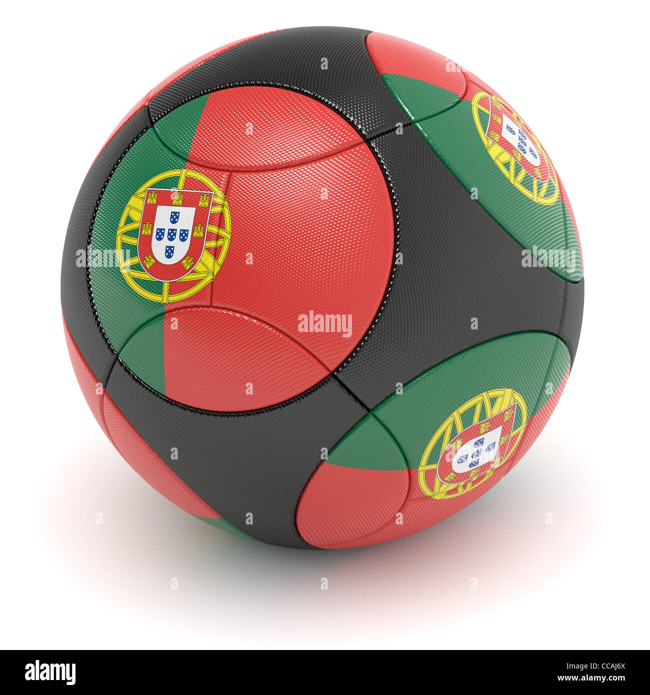 Soccer match ball of the 2012 European Championship with the flag of Portugal - clipping path included Stock Photo