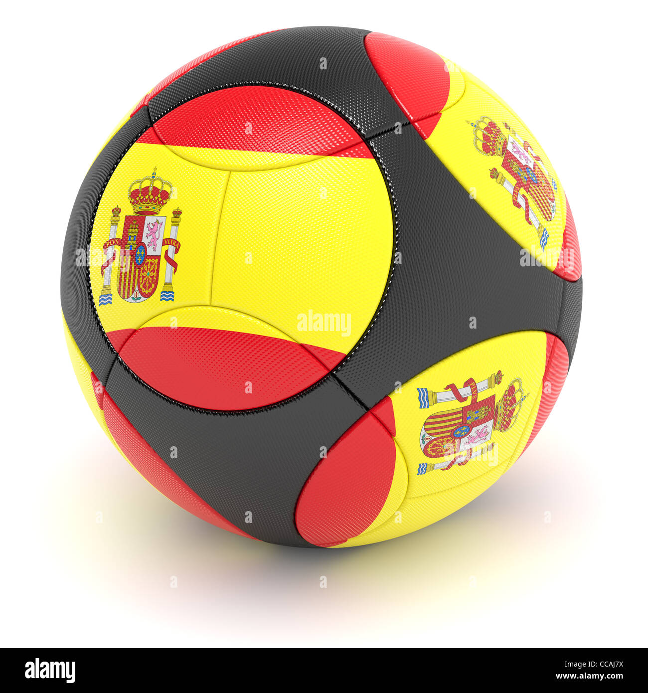 Soccer match ball of the 2012 European Championship with the flag of Spain - clipping path included Stock Photo