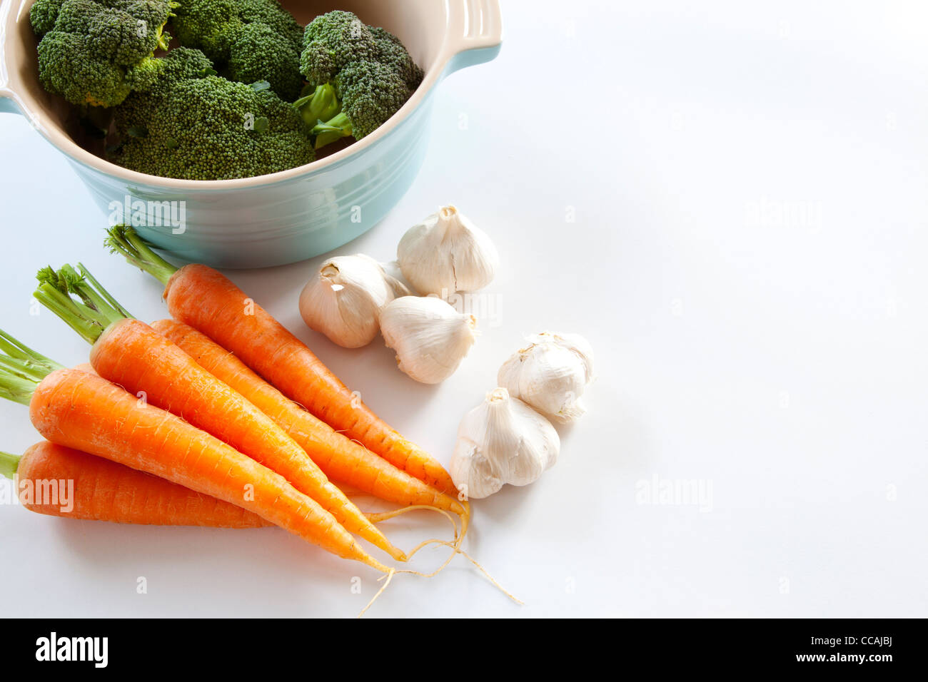 Carrots, Broccoli and Garlic Stock Photo
