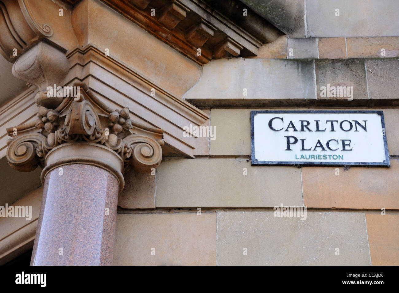 Carlton Place, Glasgow City street sign and typical stone work
