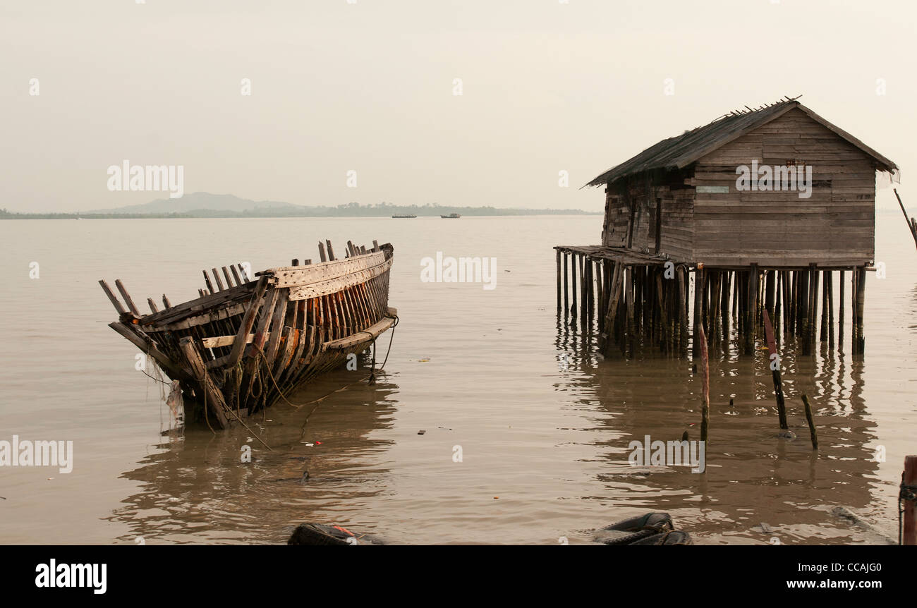 Villagers home in Karimun island Indonesia Stock Photo