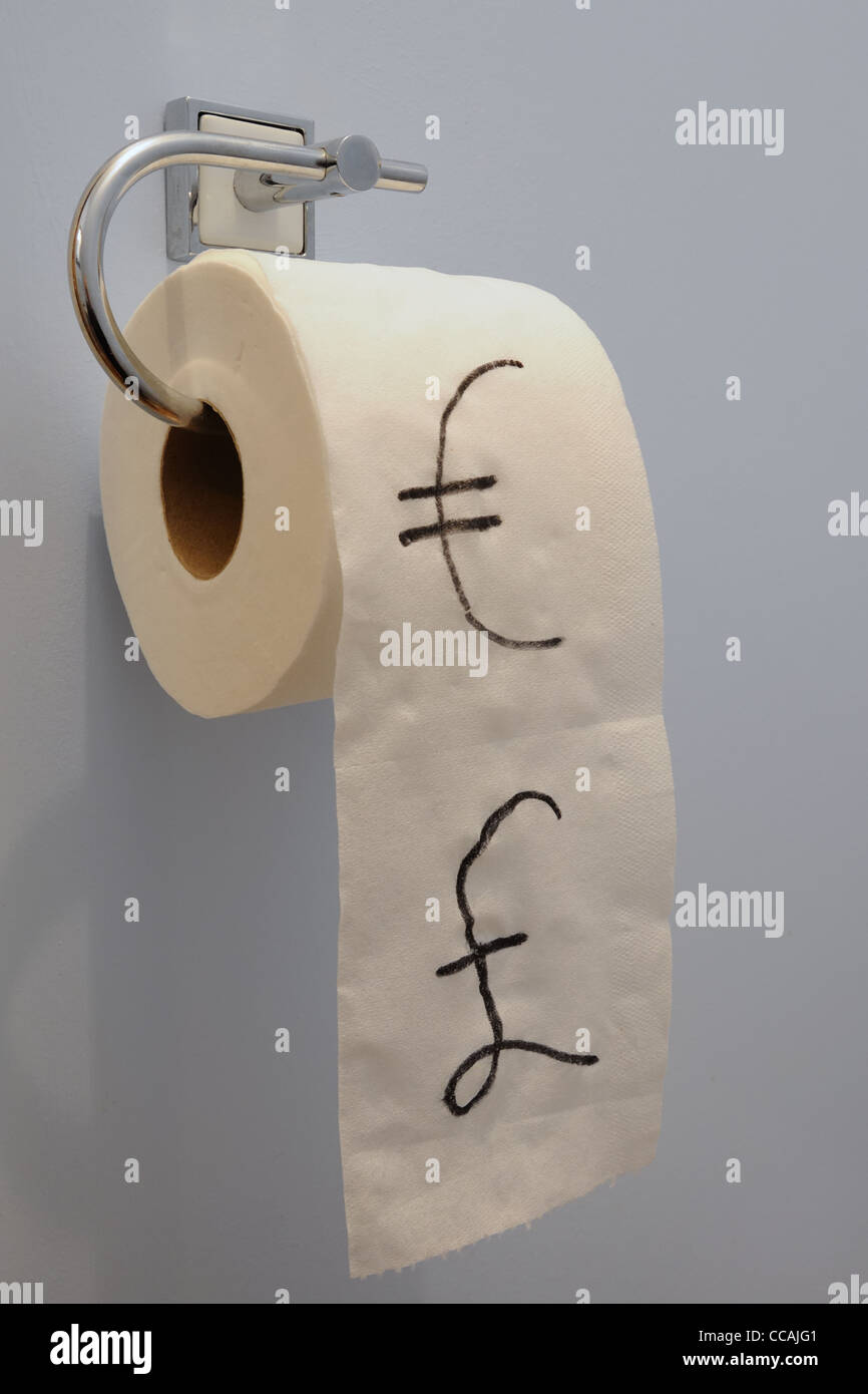 Euro and pound sign on a roll of toilet paper Stock Photo Alamy