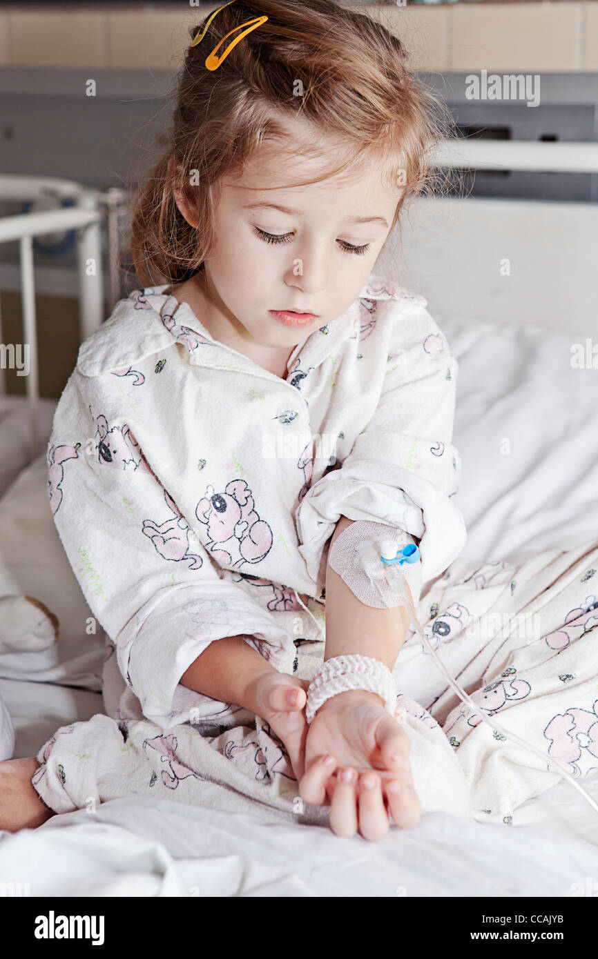 little girl on the hospital bed Stock Photo Alamy