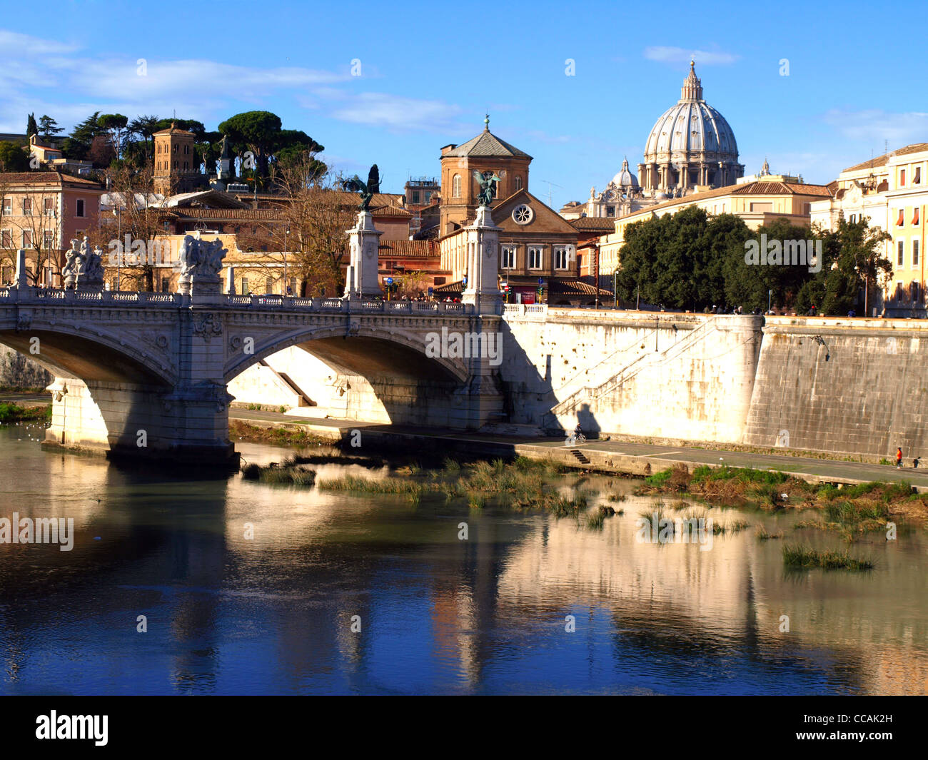 Basilica San Pietro and Ponte Vittorio Emanuele in Vatican, Rome, Italy. Stock Photo