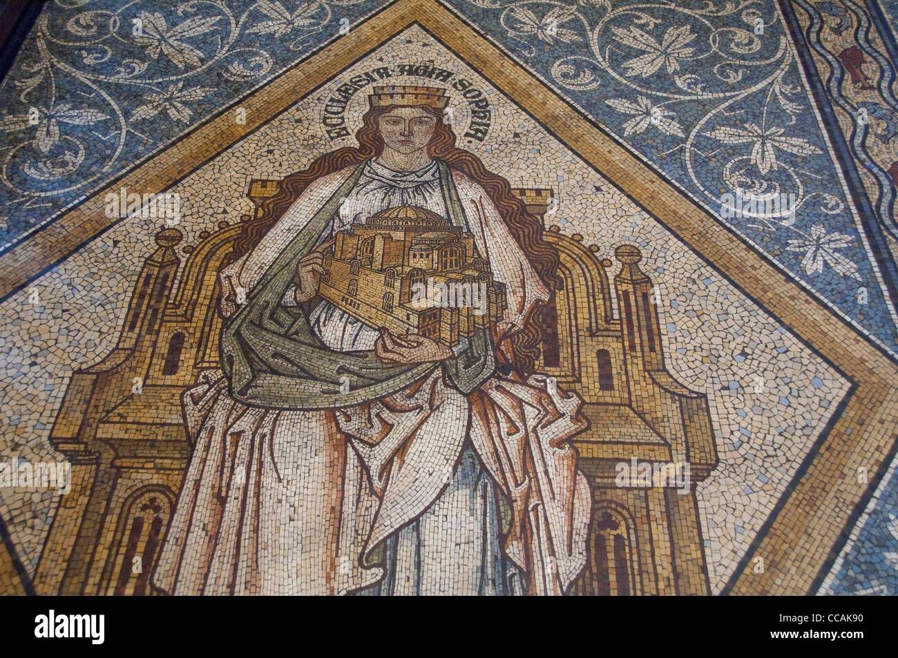 Germany, Cologne (aka Koln). 13th Century Gothic Cologne Cathedral. Spectacular medieval mosaic floors. Stock Photo