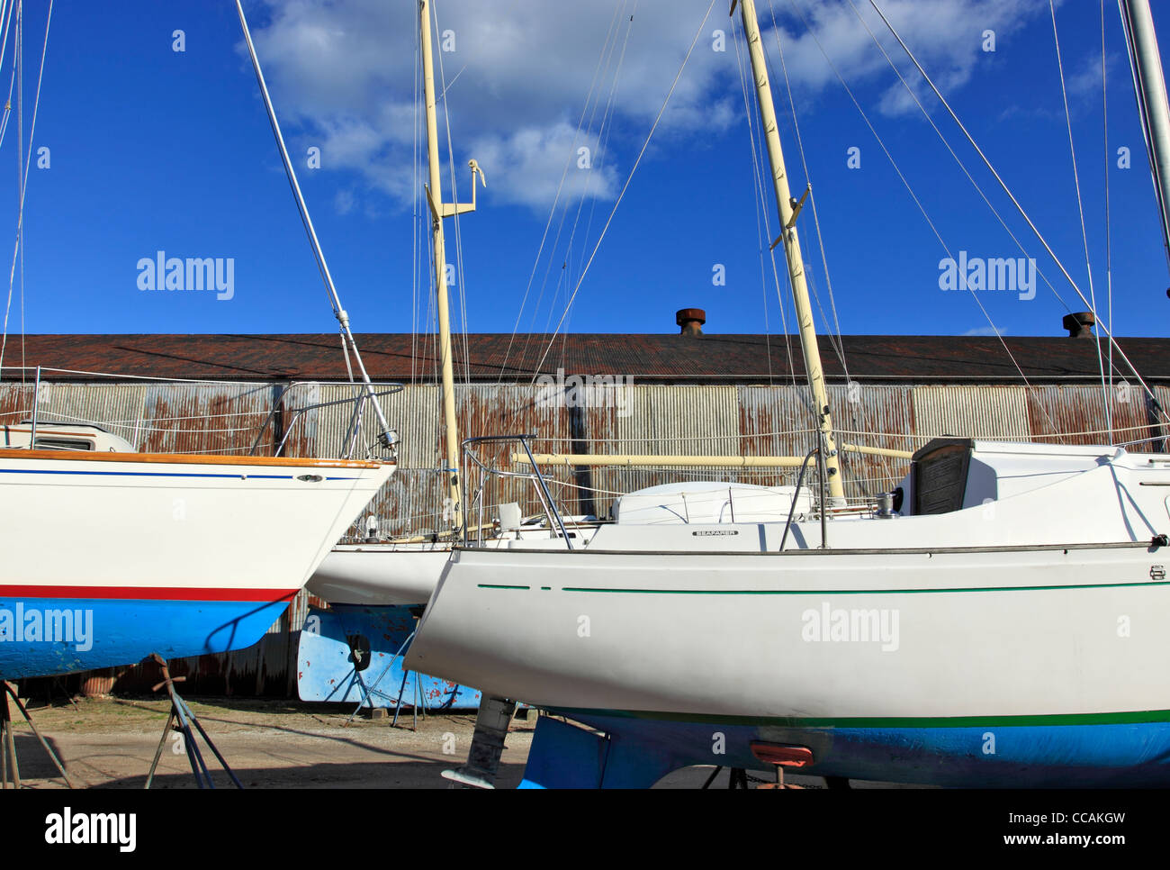 Boat yard Greenport Long Island NY Stock Photo Alamy