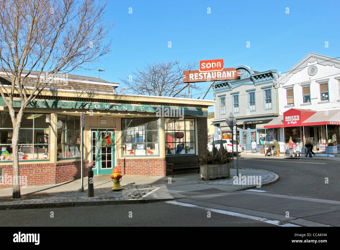 Downtown Greenport Long Island NY Stock Photo