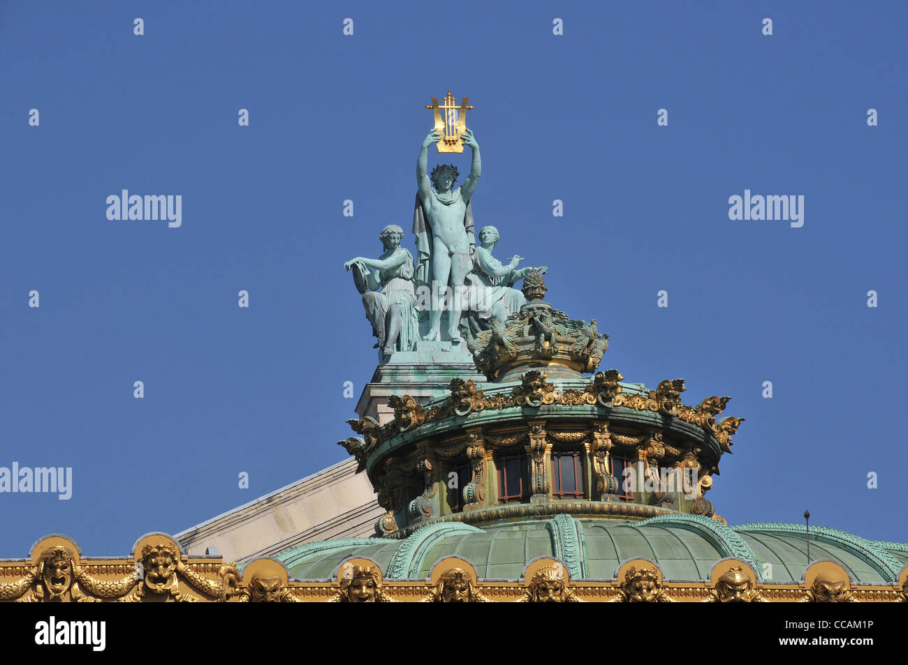 details of front facade of the Opera Garnier Paris France Stock Photo
