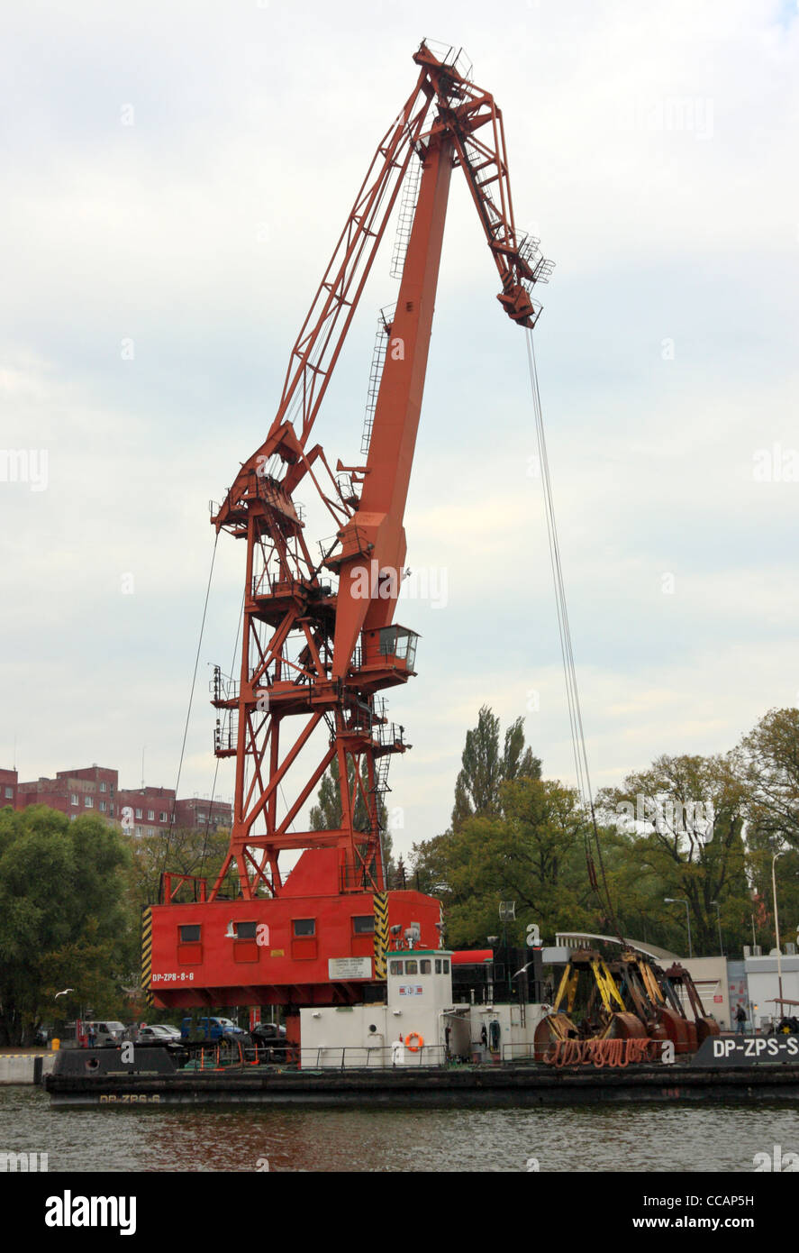 Floating crane in the Port of Swinoujscie, Poland Stock Photo