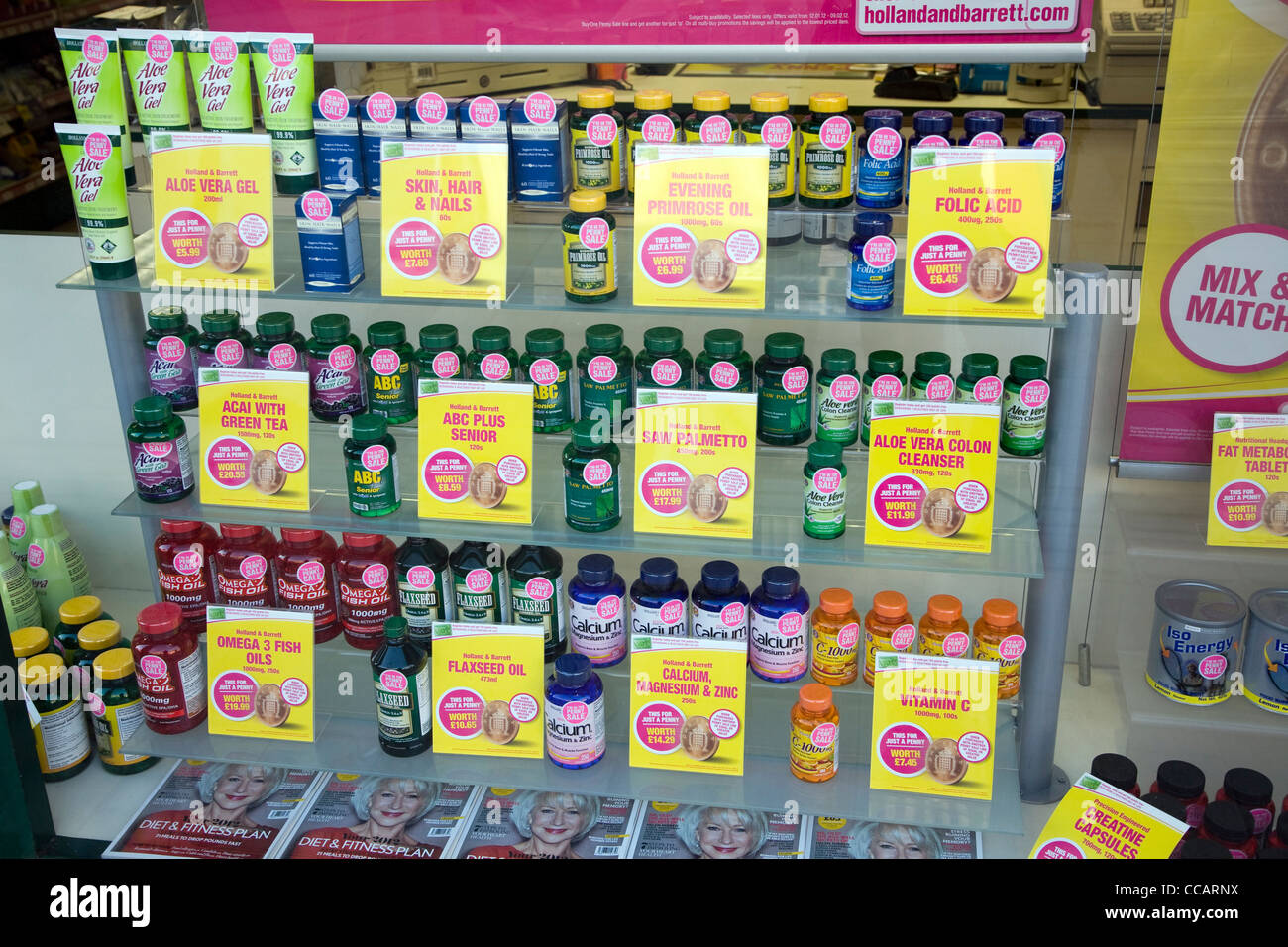 Shop window display health food supplements Holland and Barrett Stock ...