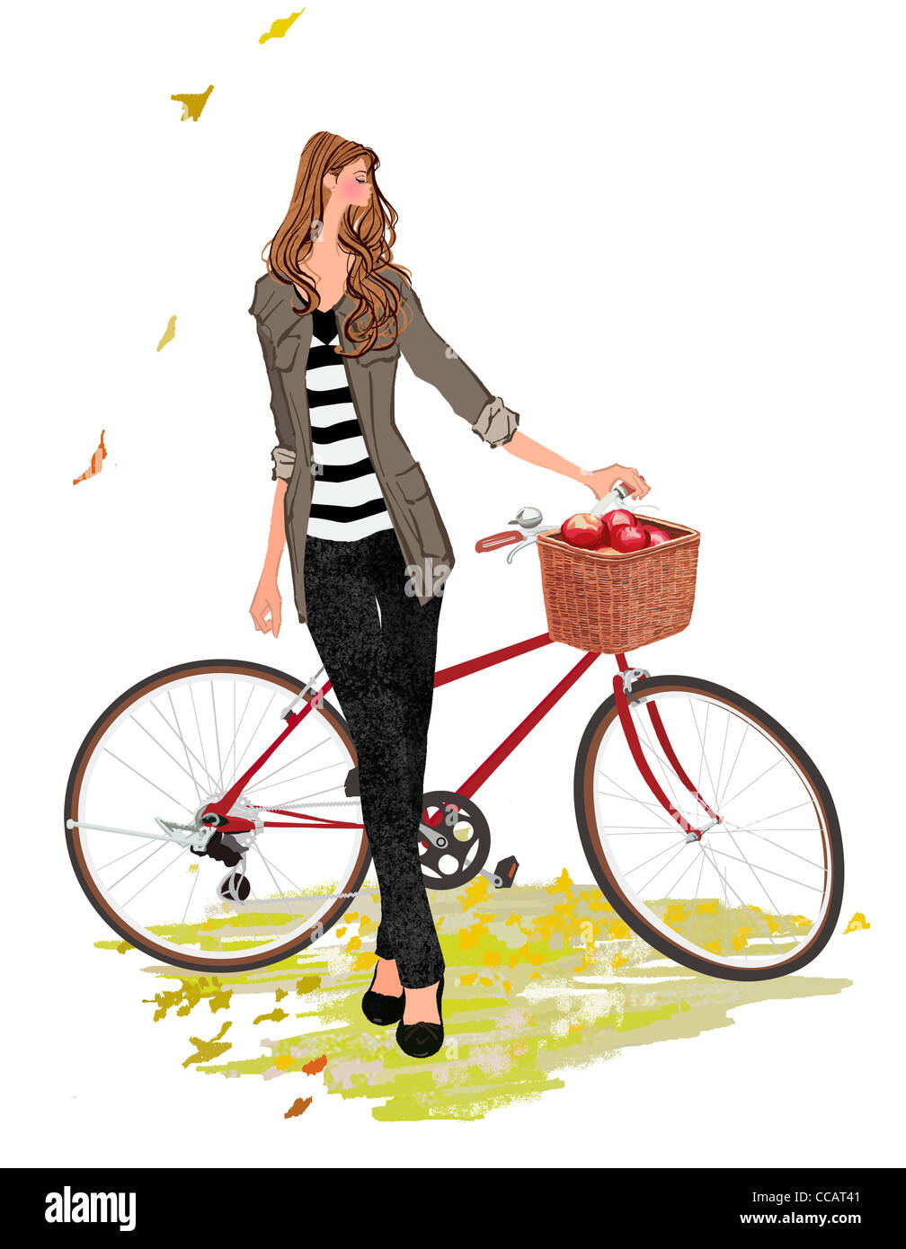 Woman with Bicycle Stock Photo