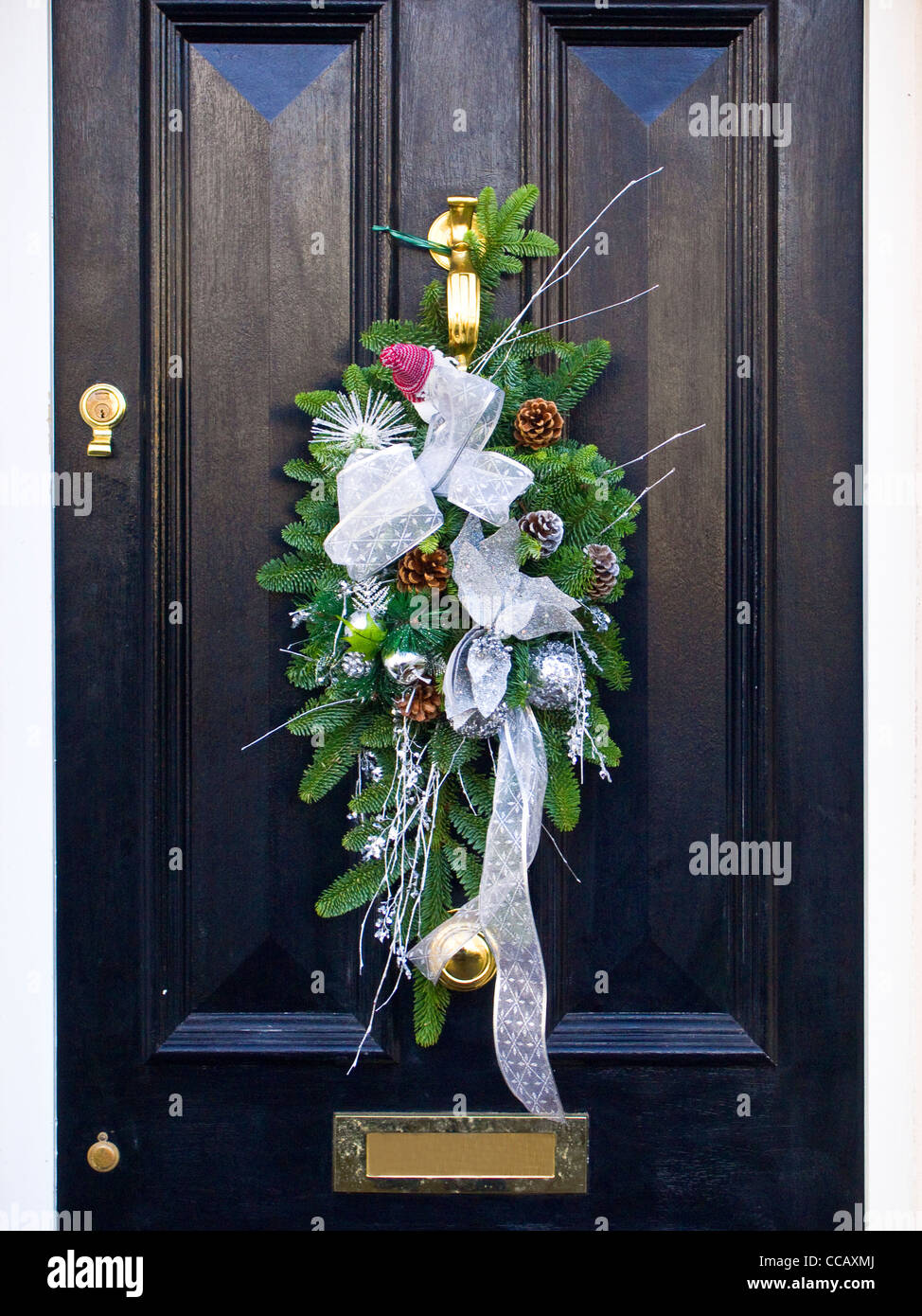 A Christmas wreath decoration on the front door of a house Dublin