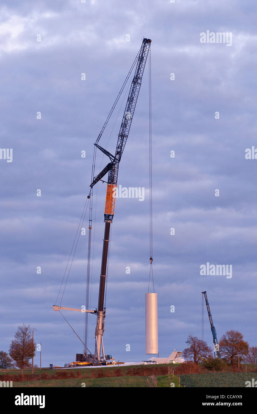 A LIEBHERR LTM 11200-9. 1 crane, mounting a wind turbine Stock Photo
