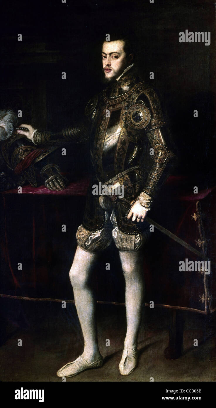 Titian Portrait of King Philip II 1551 Prado museum - Madrid Stock Photo