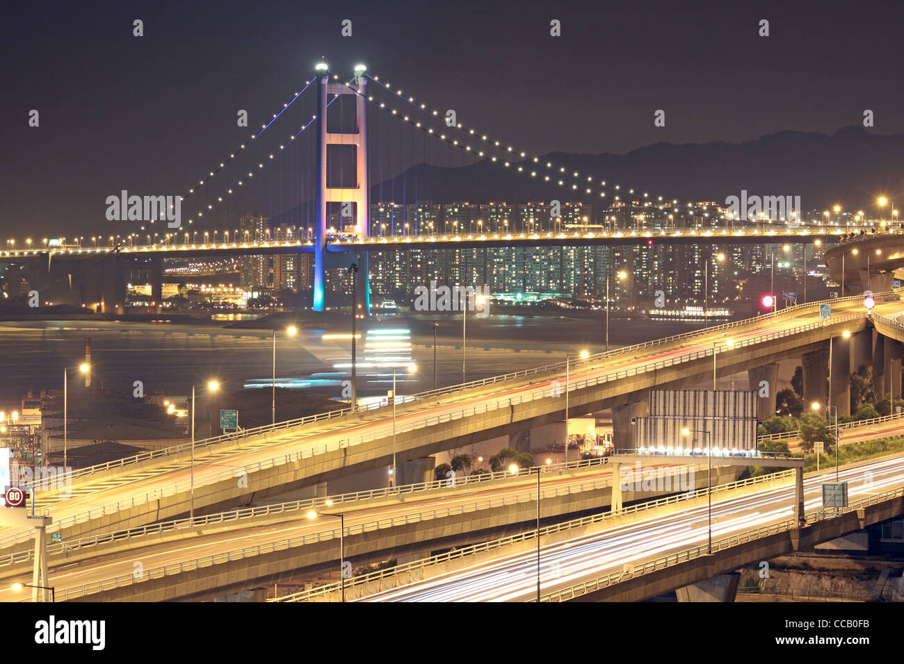 highway and bridge at night Stock Photo - Alamy