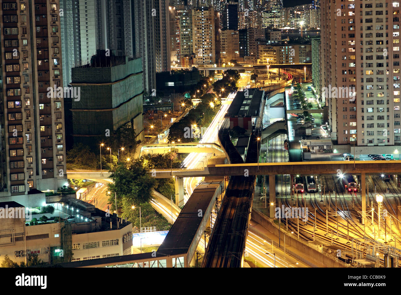 Hong Kong downtown at night Stock Photo - Alamy