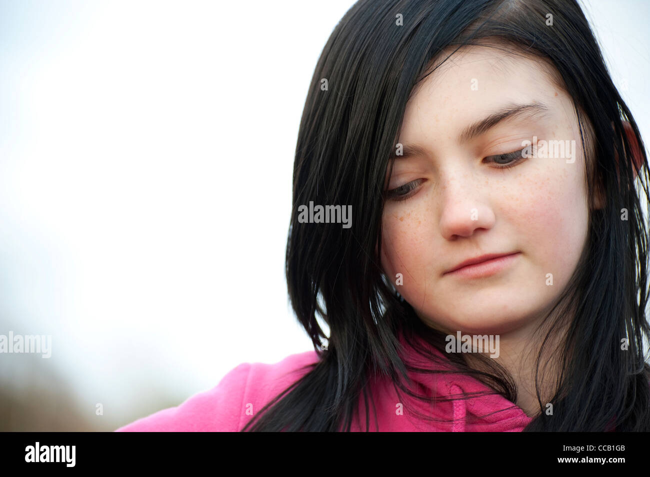 depressed young female girl Stock Photo
