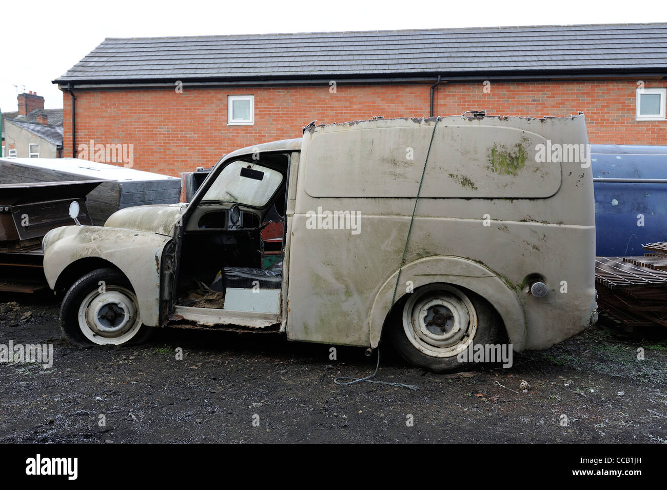 morris minor van partly broken up great central railway loughborough england  uk Stock Photo - Alamy