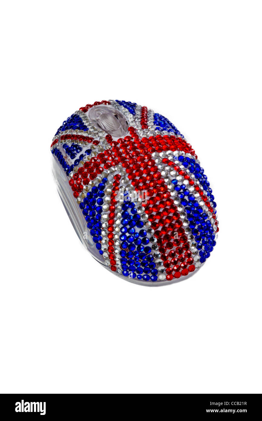 Computer mouse decorated with a diamante pattern of the British Union flag Stock Photo
