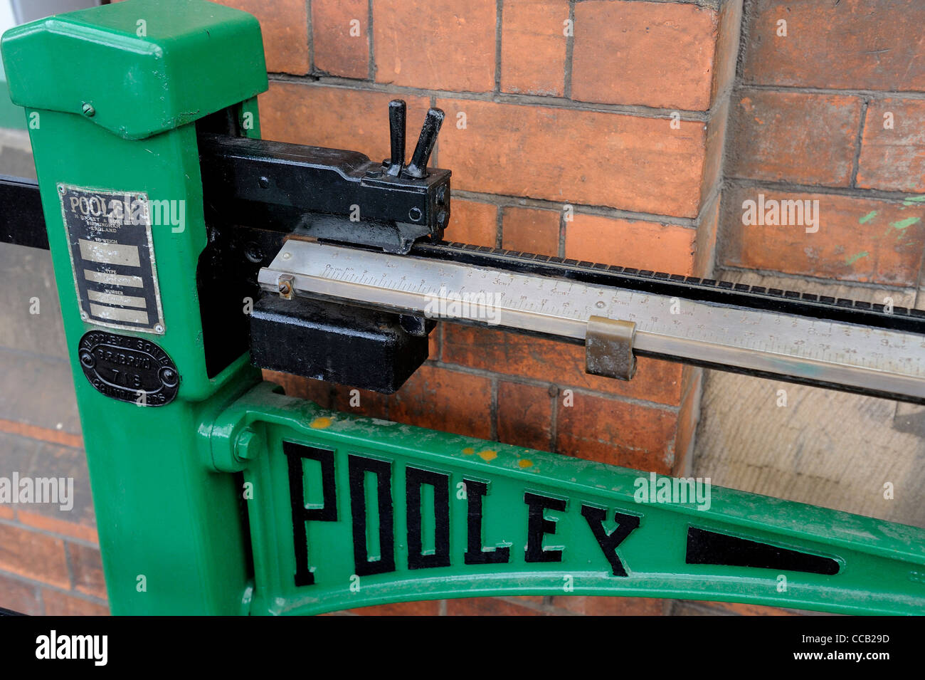 pooley mechanical platform scales on a railway platform england uk