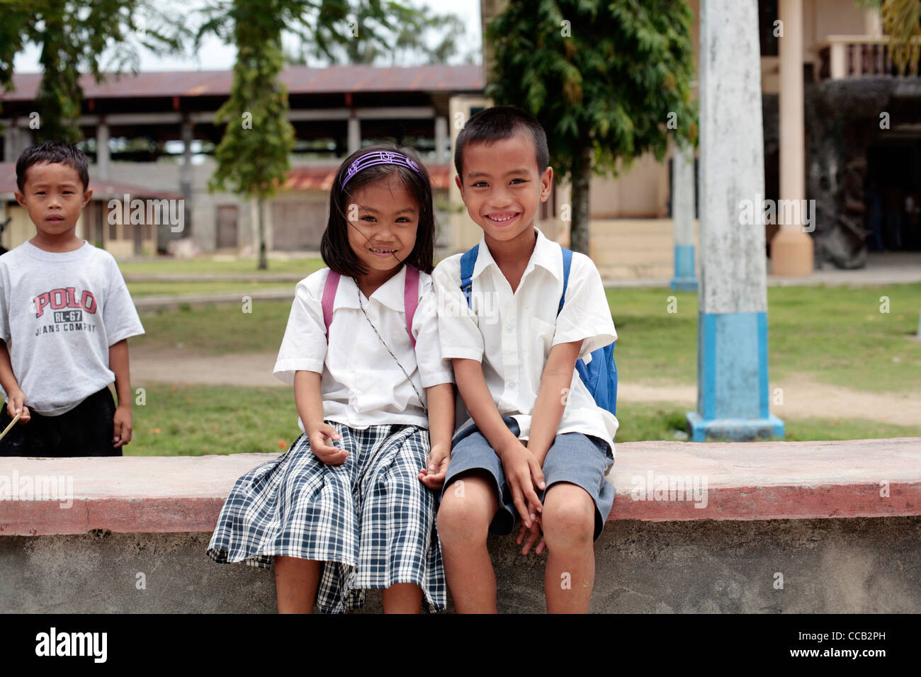 Local school children on the island of Siargao, Philippines. Stock Photo