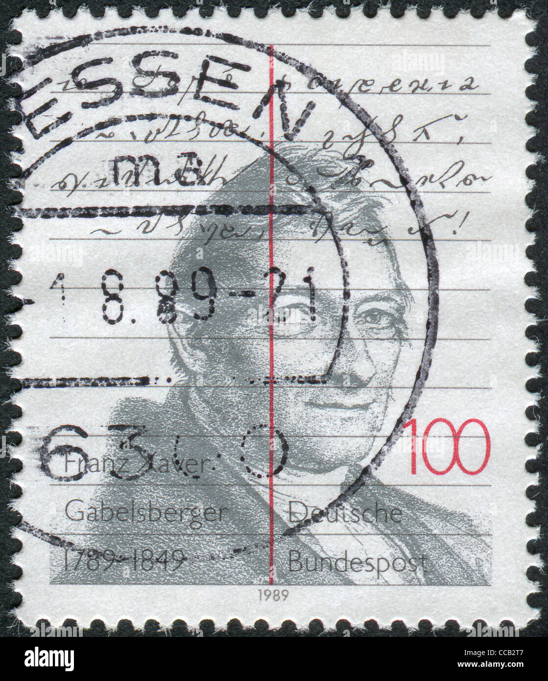 GERMANY - CIRCA 1989: A stamp printed in the Germany, dedicated to the 200th anniversary of Franz Xaver Gabelsberger, circa 1989 Stock Photo