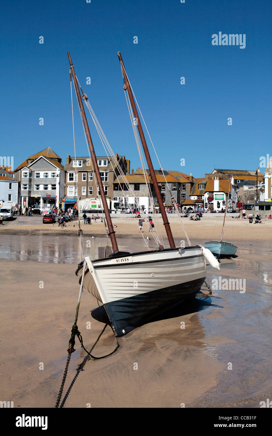 St Ives 'Jumbo' traditional wooden fishing boat in St Ives UK. Stock Photo