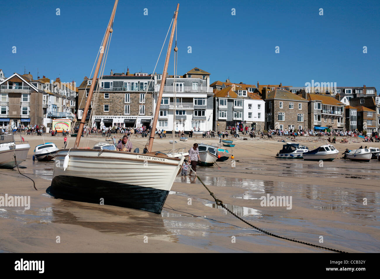 St Ives 'Jumbo' traditional wooden fishing boat in St Ives UK. Stock Photo
