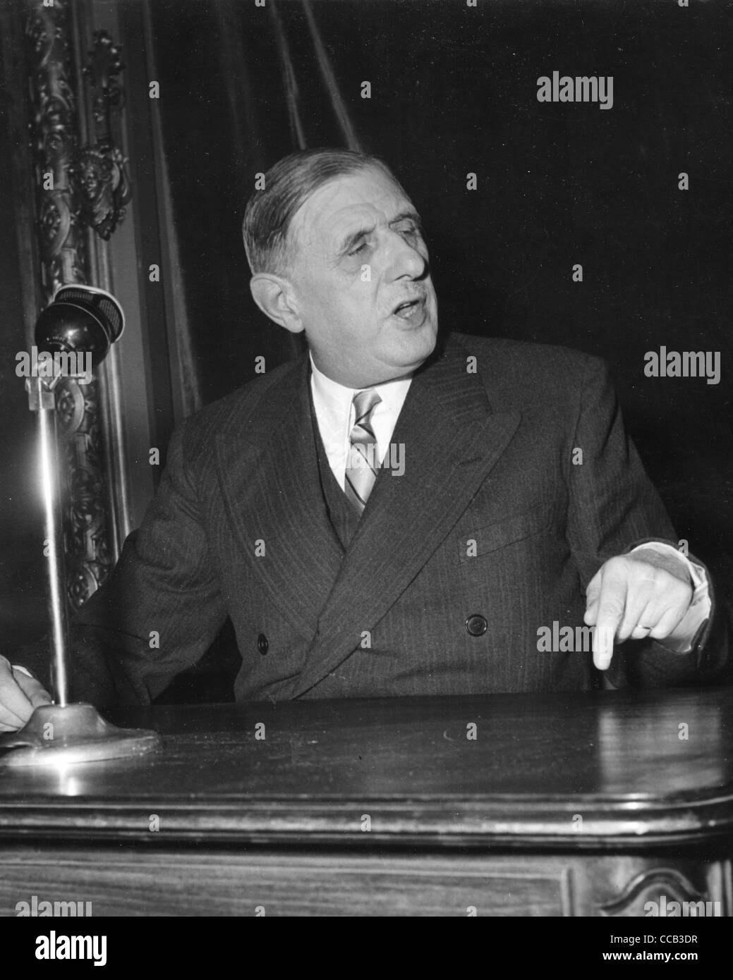 CHARLES DE GAULLE (1890-1970) French statesman making a speech about the Common Market about 1958 Stock Photo