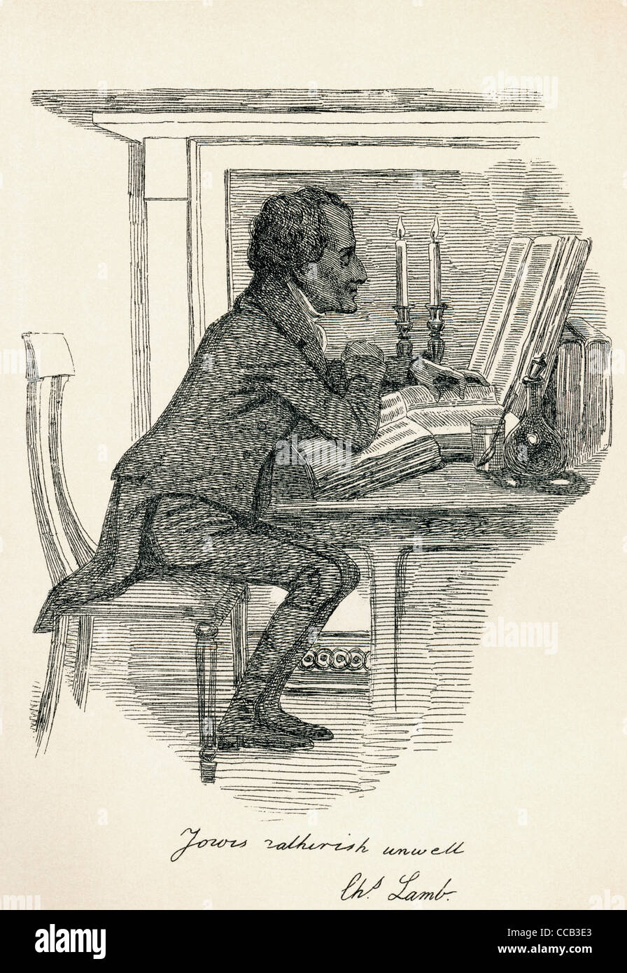 Charles Lamb, 1775 – 1834. nglish essayist, poet, and antiquarian, From The Maclise Portrait Gallery, published 1898. Stock Photo