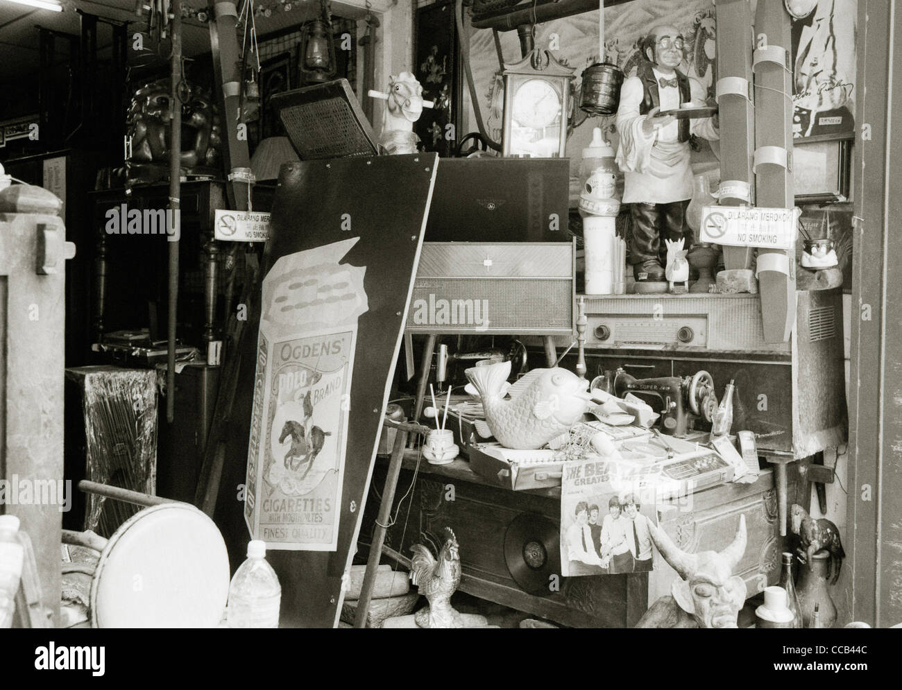 Travel Photography - Eccentric junk shop in Chinatown in Melaka Malacca in Malaysia Southeast Asia Far East. Trade Documentary Business Stock Photo