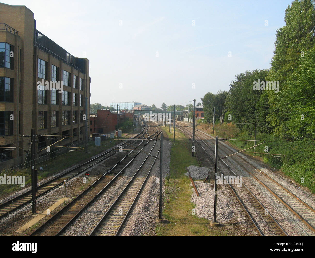 Midland Main Line at St Albans, looking south towards the St Albans City Station. Stock Photo
