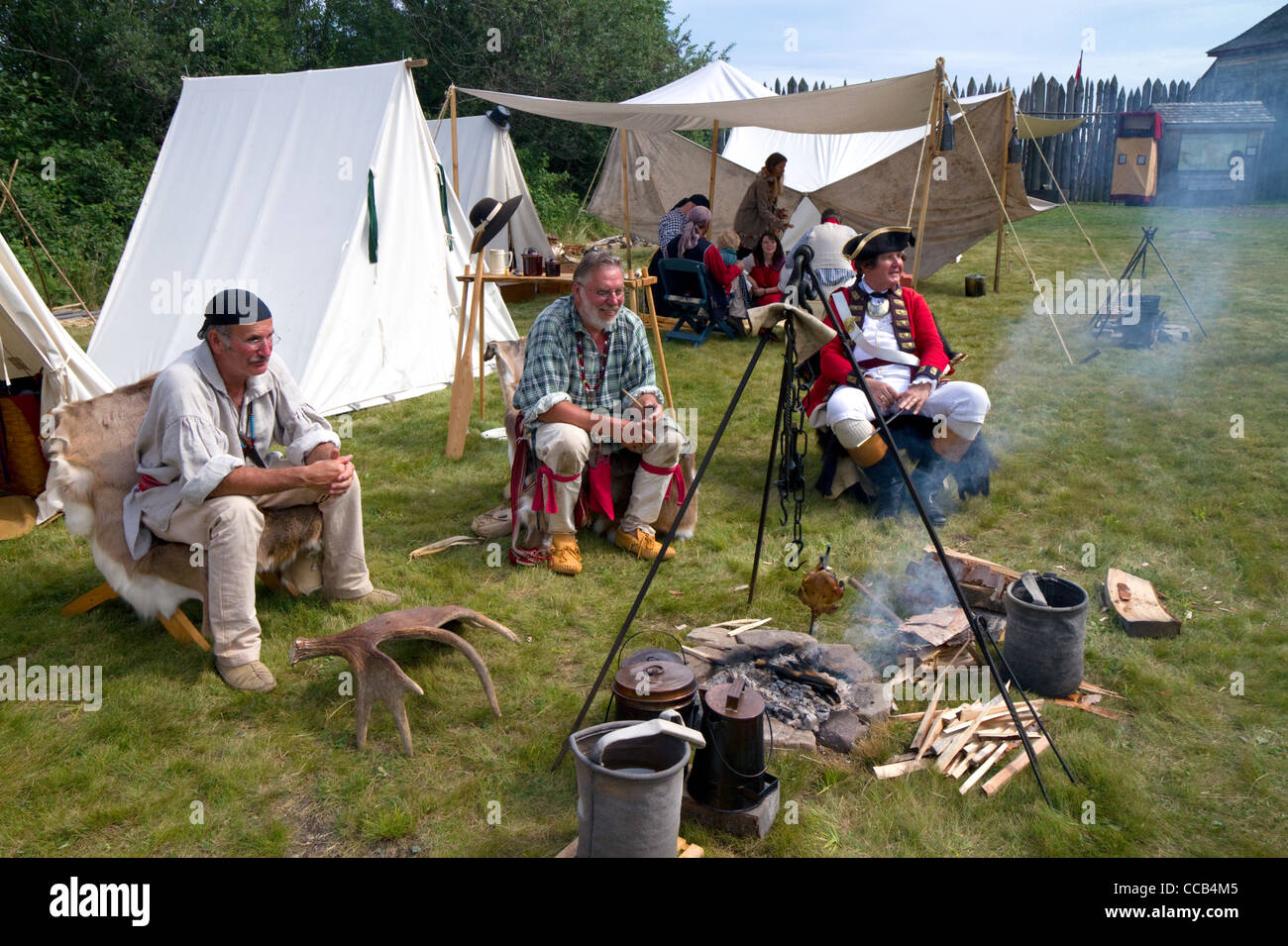 Rendezvous re-enactment at the Grand Portage National Monument on the north shore of Lake Superior in Minnesota, USA. Stock Photo