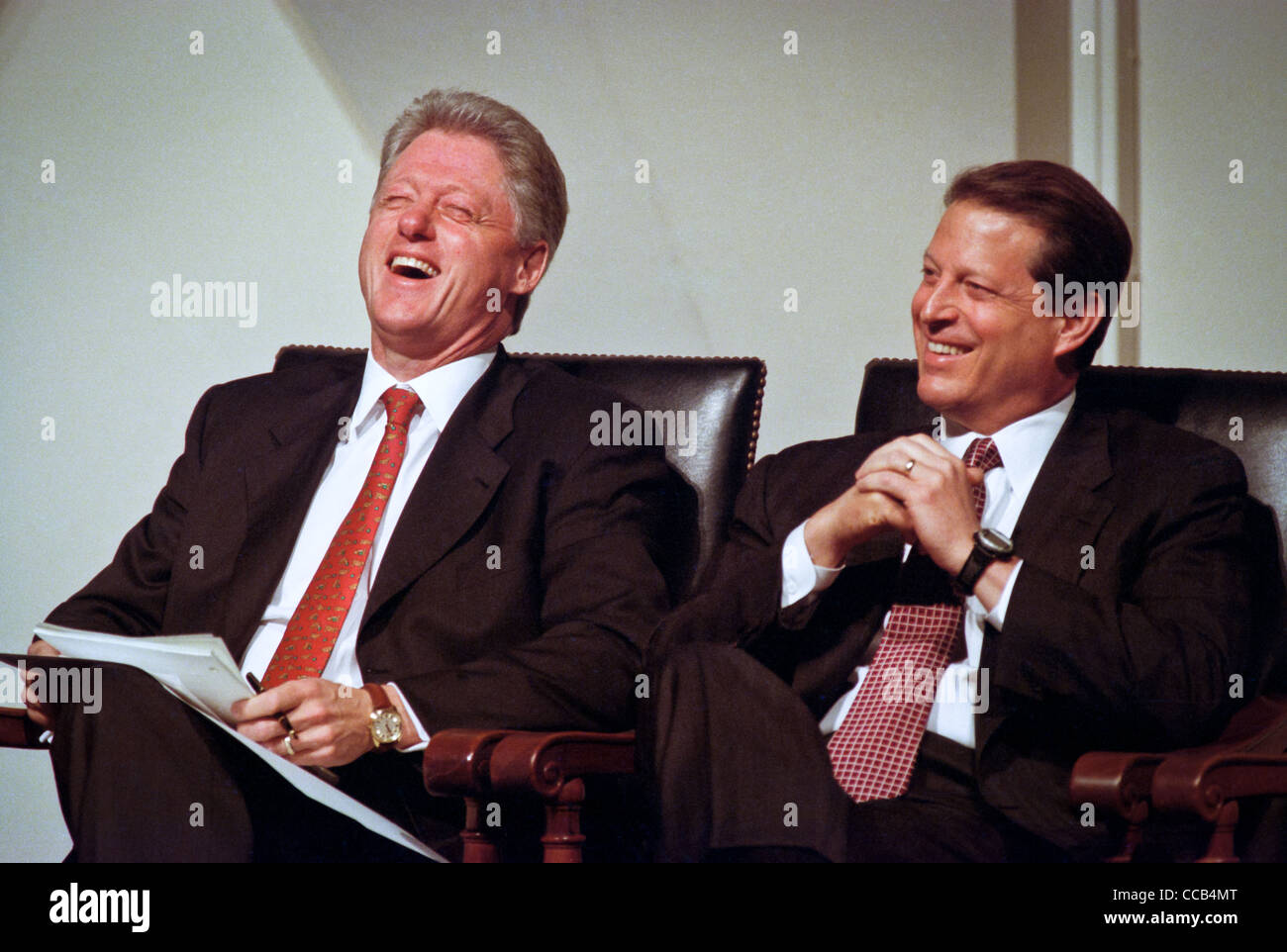 President Bill Clinton Shares A Laugh With Vice President Al Gore During A Discussion On The Computer Glitch Known As The Year 2000 Problem Or By It S Acronym Y2k At The National Academy