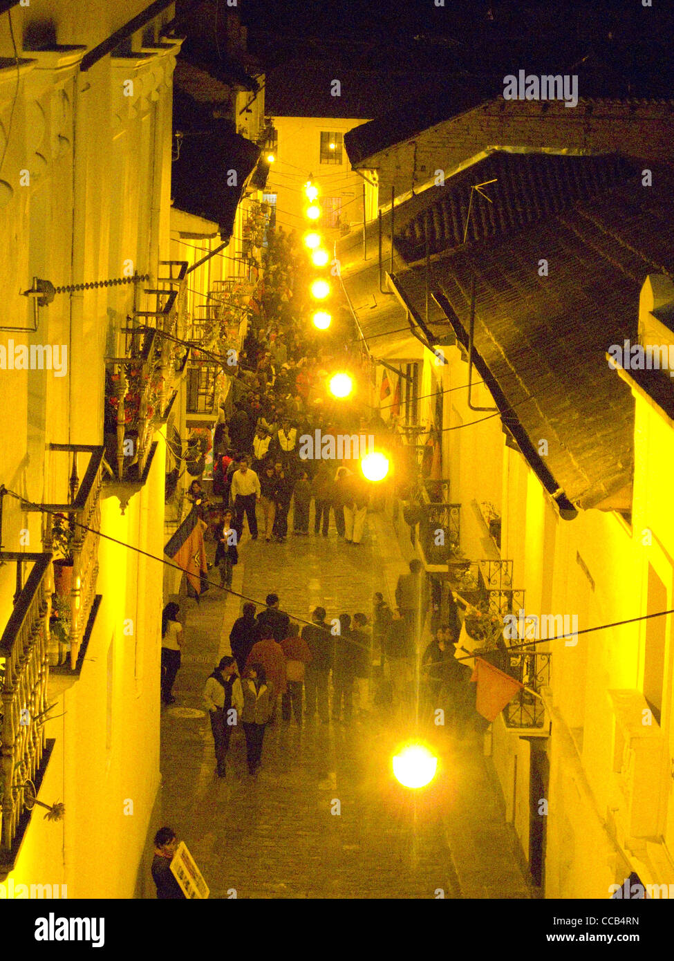 Ecuador Quito La Ronda by night Stock Photo
