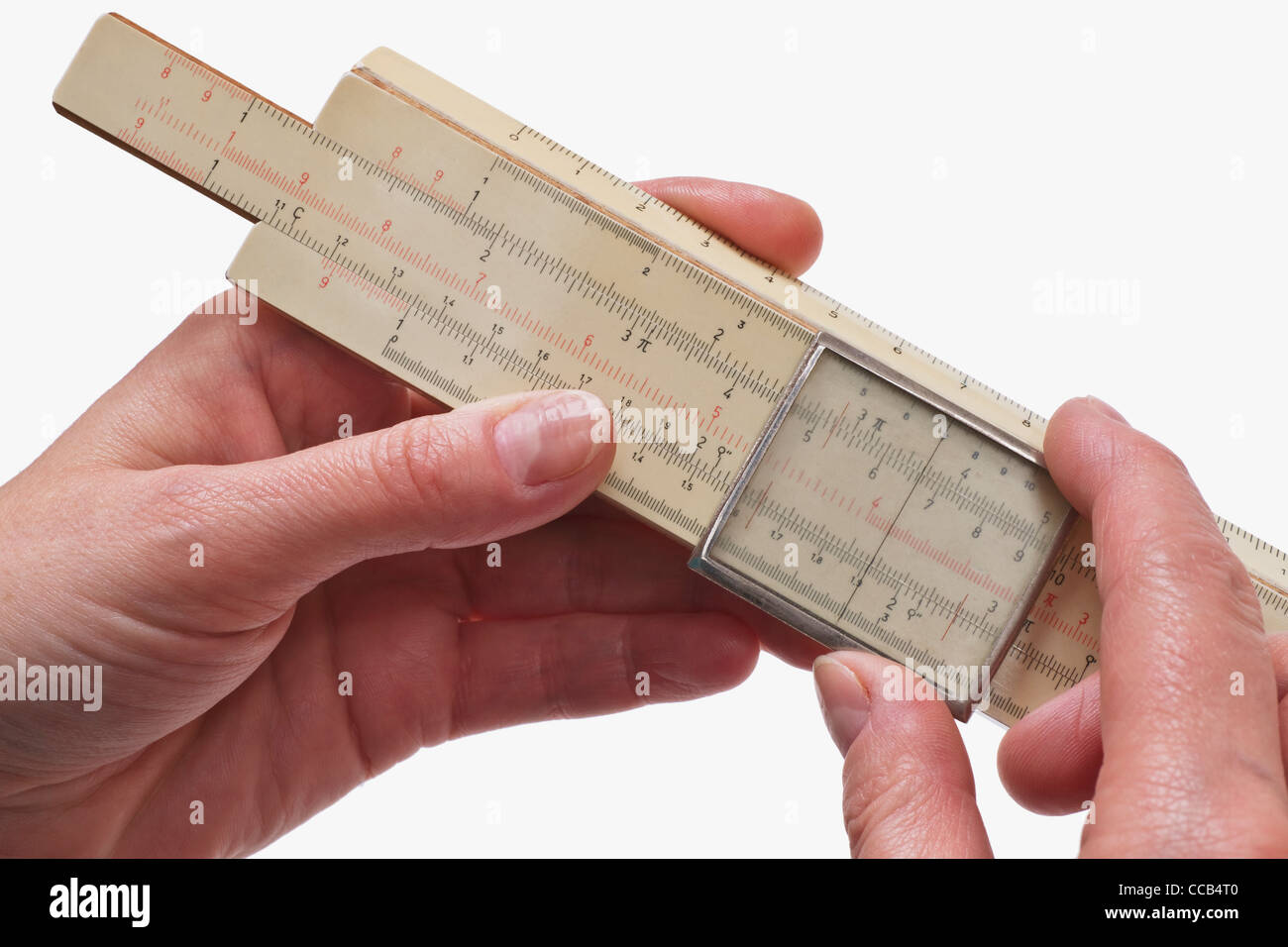 Rechenschieber Ein Rechenschieber wird in der Hand gehalten | a slide rule is hand ...
