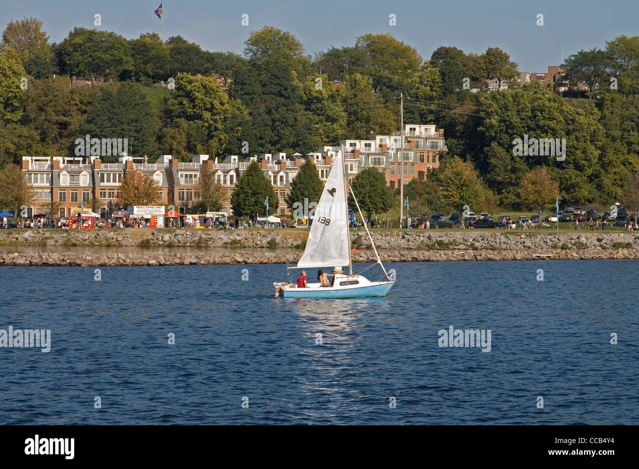 Burlington Vermont waterfront boats marina Lake Champlain fall foliage