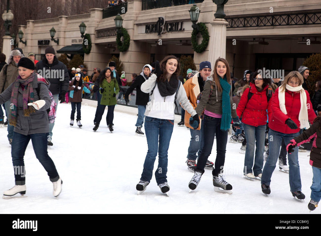 Ice skating at McCormick Tribune Ice Rink in Millennium Park in