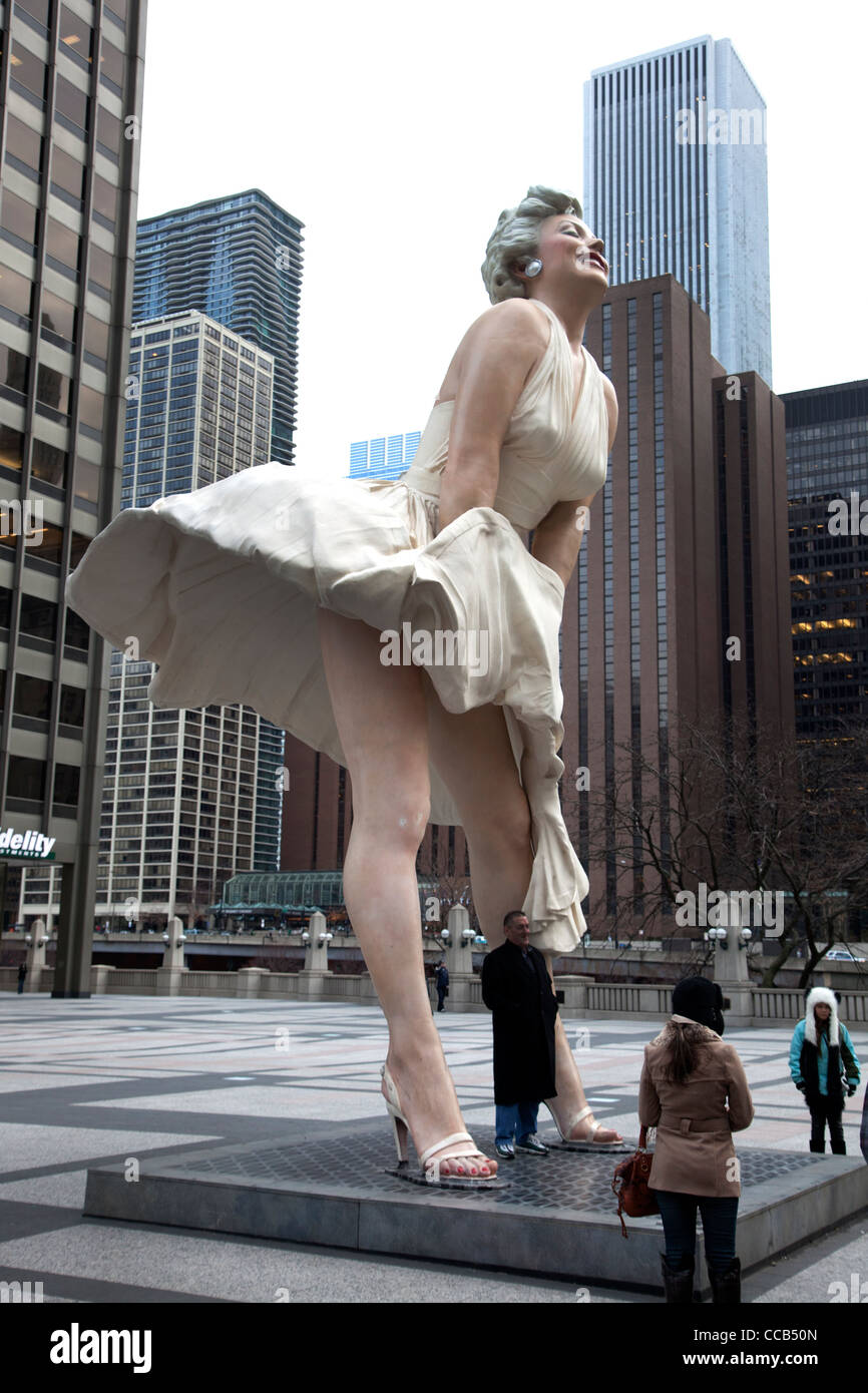 Forever Marilyn, a 26 foot statue near Chicago's Tribune Tower in downtown Chicago Stock Photo