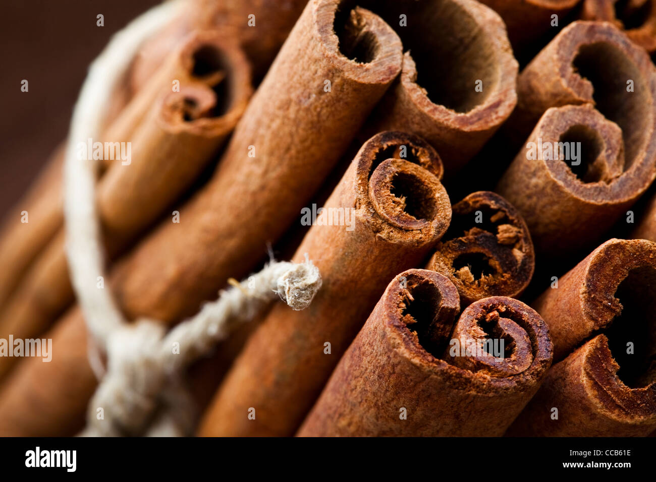 Close-up of aromatic cinnamon sticks for Christmas Stock Photo