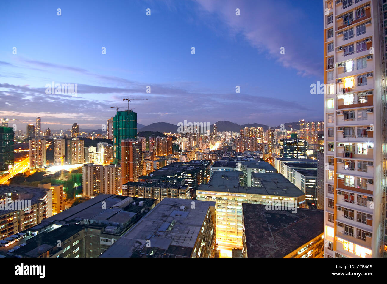 sunset in downtown area, hong kong Stock Photo - Alamy