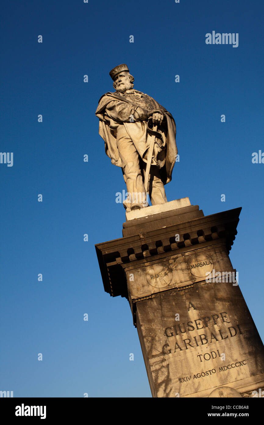 The statue to Giuseppe Garibaldi. Todi, Umbria, Italy. Stock Photo