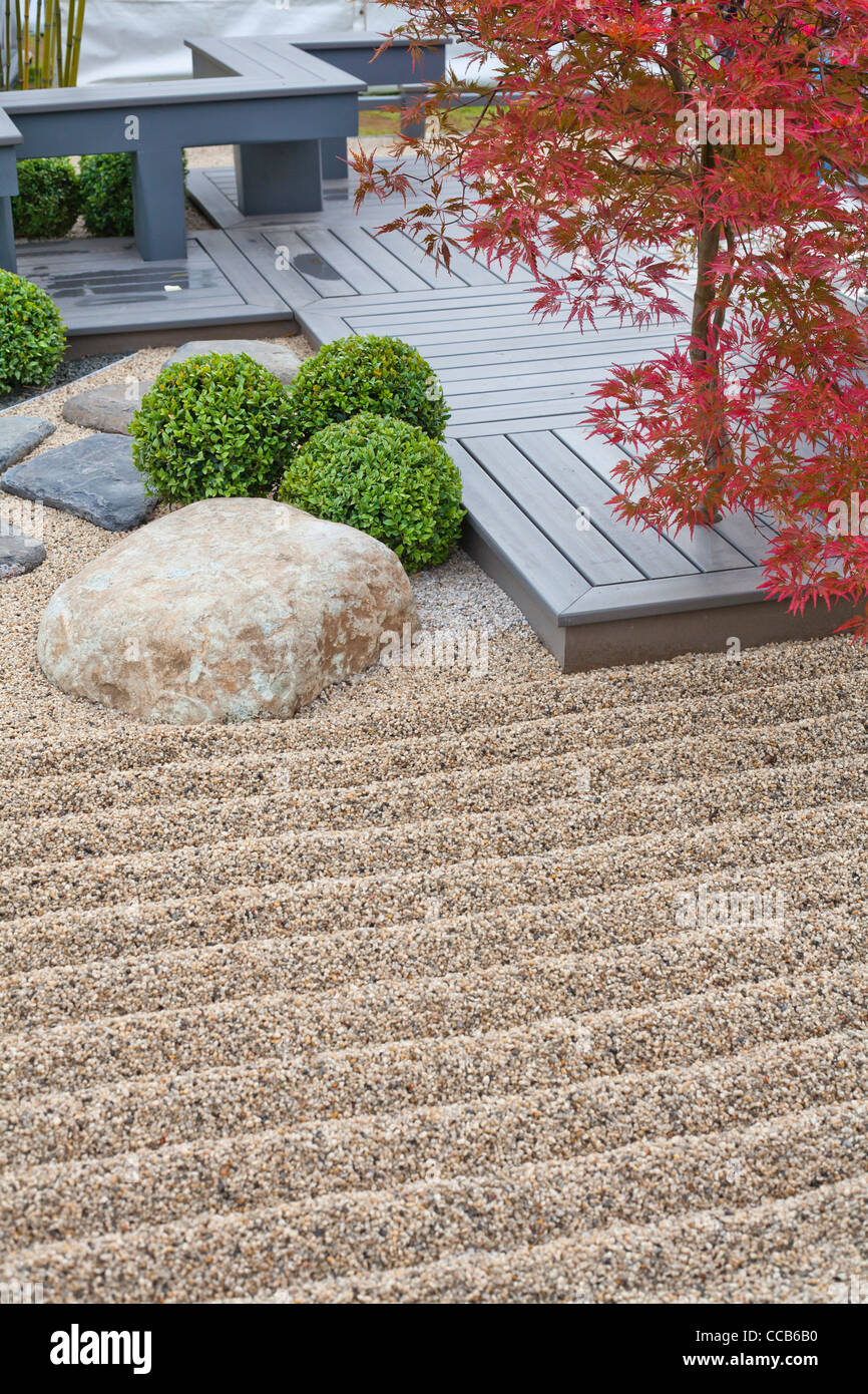Small deck patio in japanese style Stock Photo Alamy
