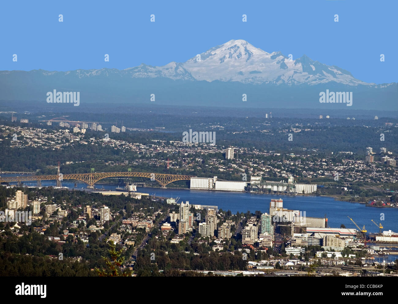 Vancouver and North Vancouver w Mt. Baker in the background Stock Photo ...