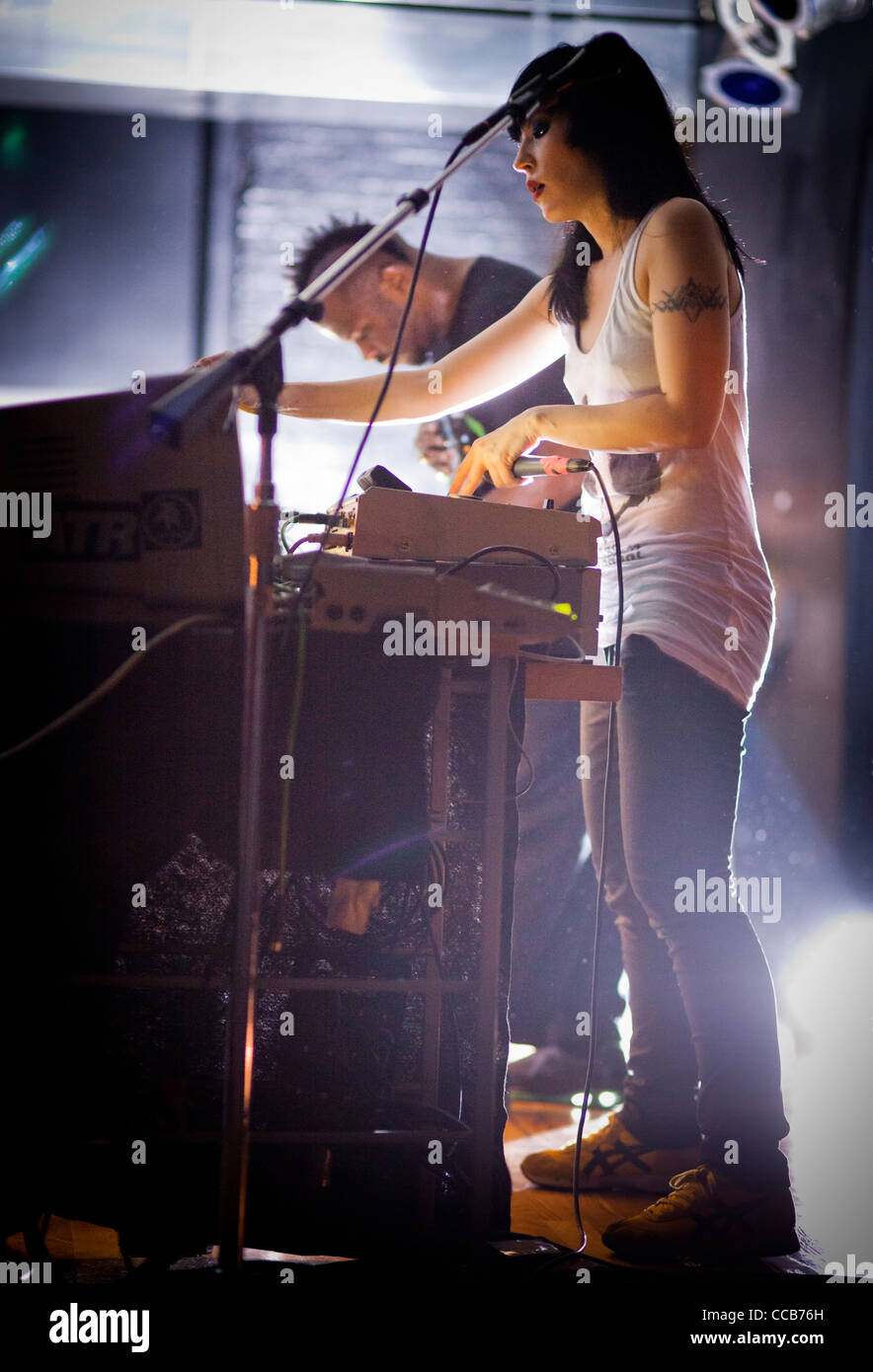 Atari Teenage Riot performing in concert at the Bottom Lounge in Chicago,  Illinois. Nic Endo on the right, CX KiDTRONiK on left Stock Photo - Alamy