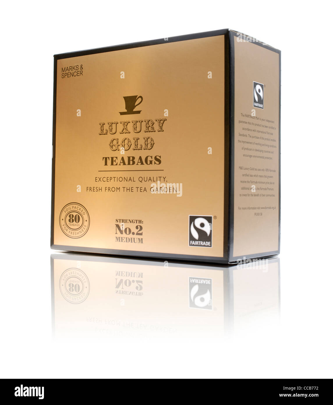 Marks and Spencer Luxury Gold tea bags Stock Photo