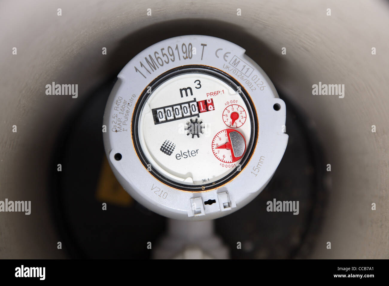 Domestic water meter in the UK. Stock Photo