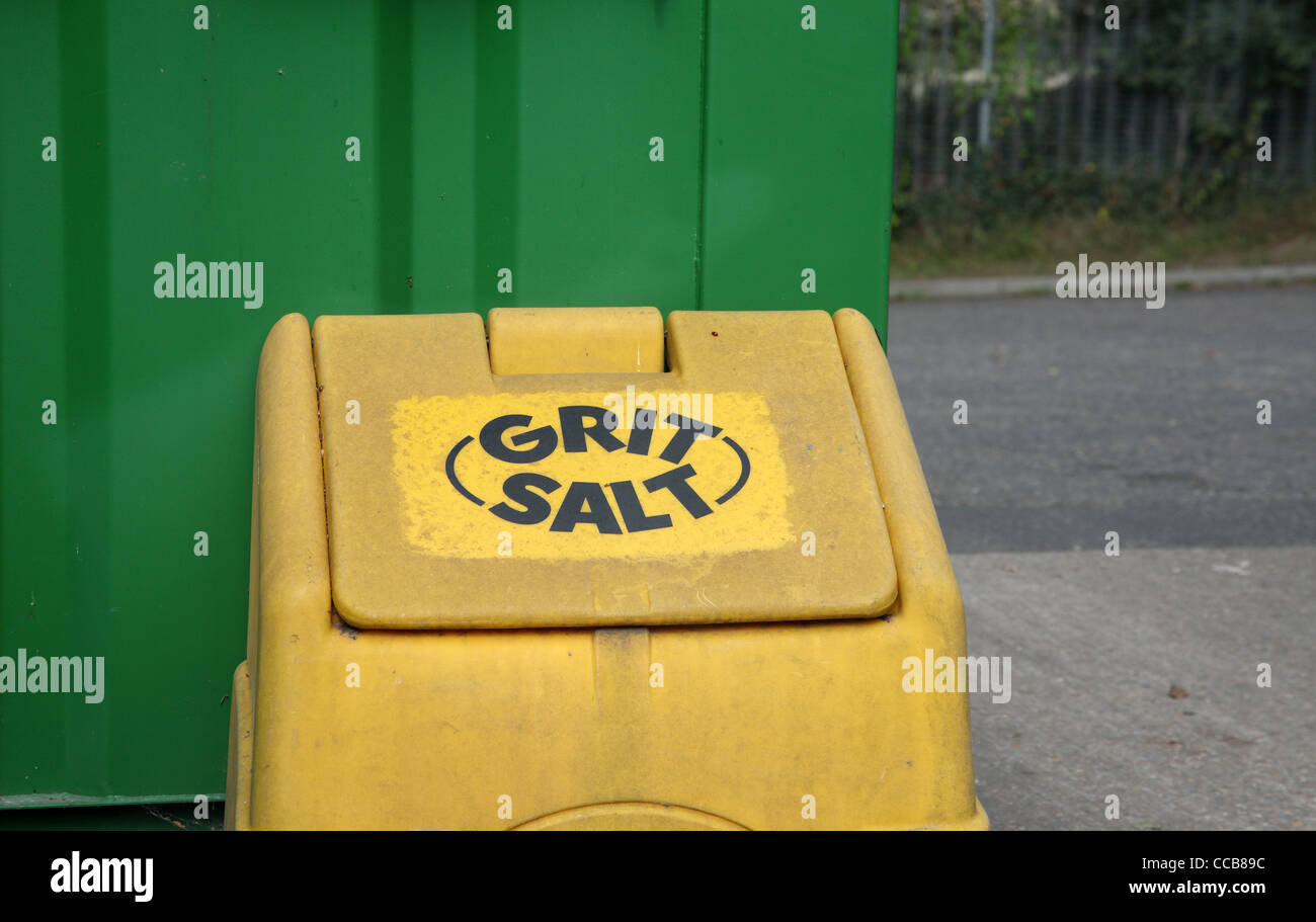 Grit salt bin Stock Photo Alamy