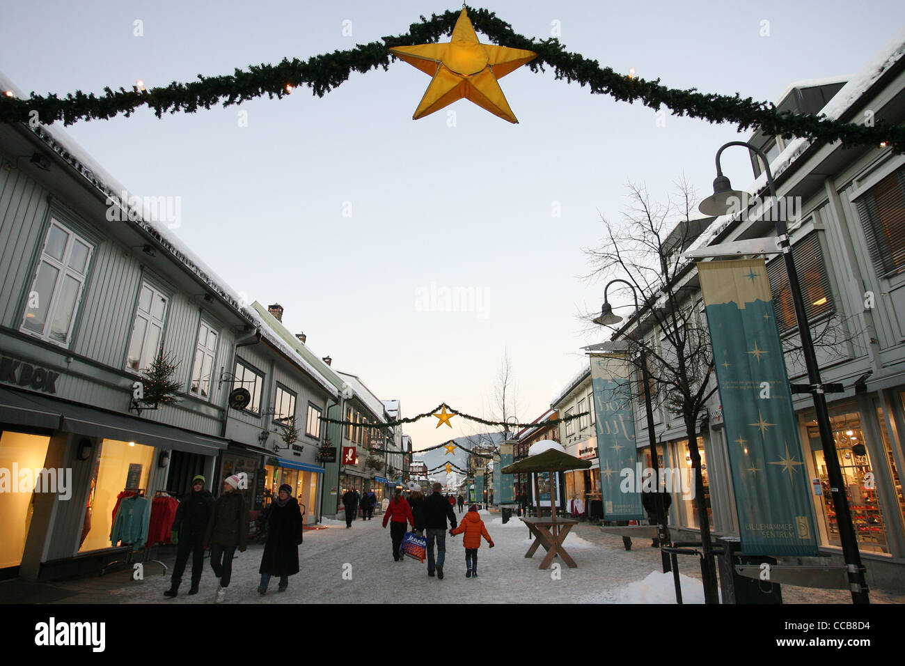 Lillehammer high street at Christmas time, Norway Stock Photo - Alamy